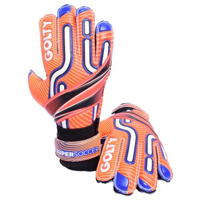 Pack niños: Guantes Supersoccer Naranja + Canilleras Star Negro