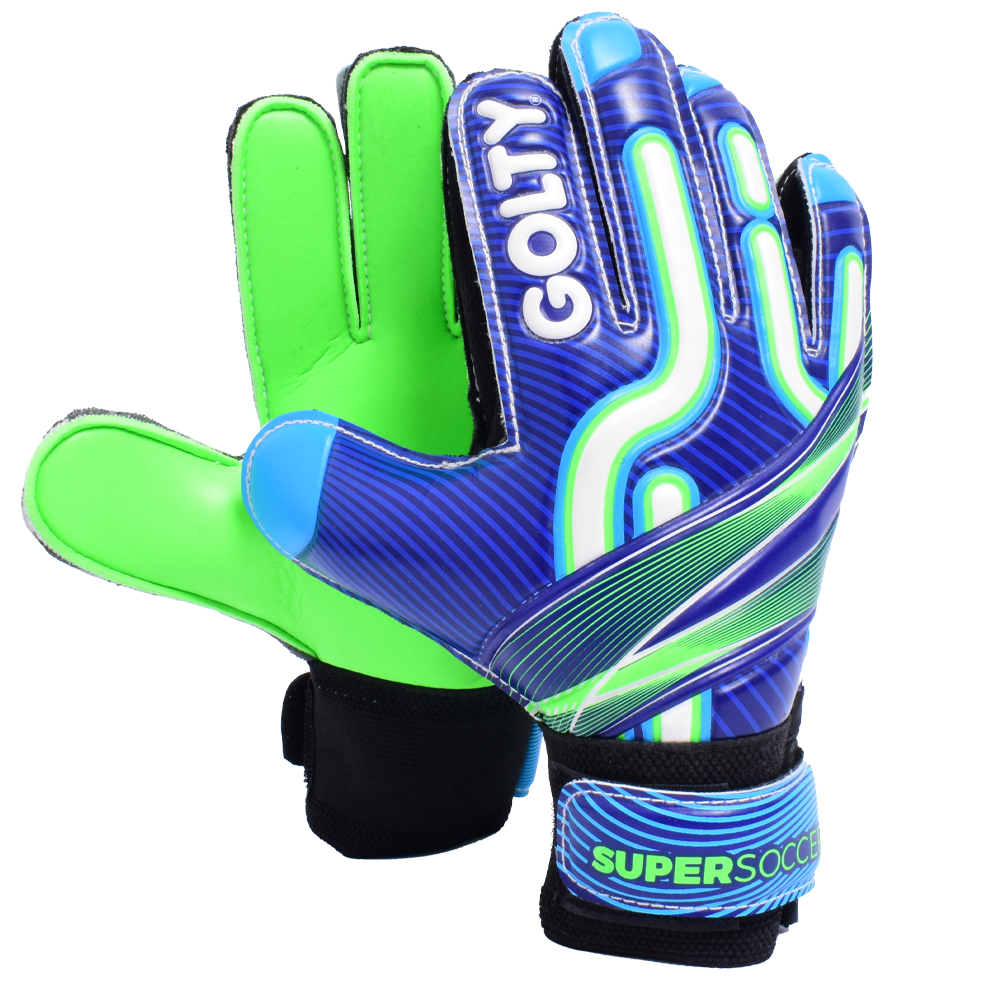 Pack niños: Guantes Supersoccer Azul + Canilleras Star Negro
